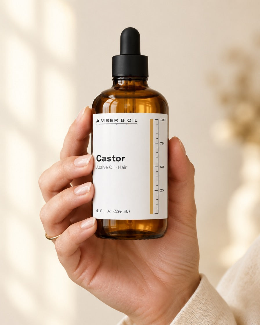 Amber & Oil Castor in hand