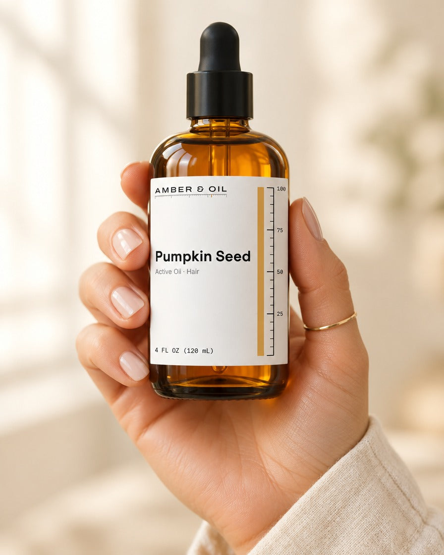 Amber & Oil Pumpkin Seed in hand