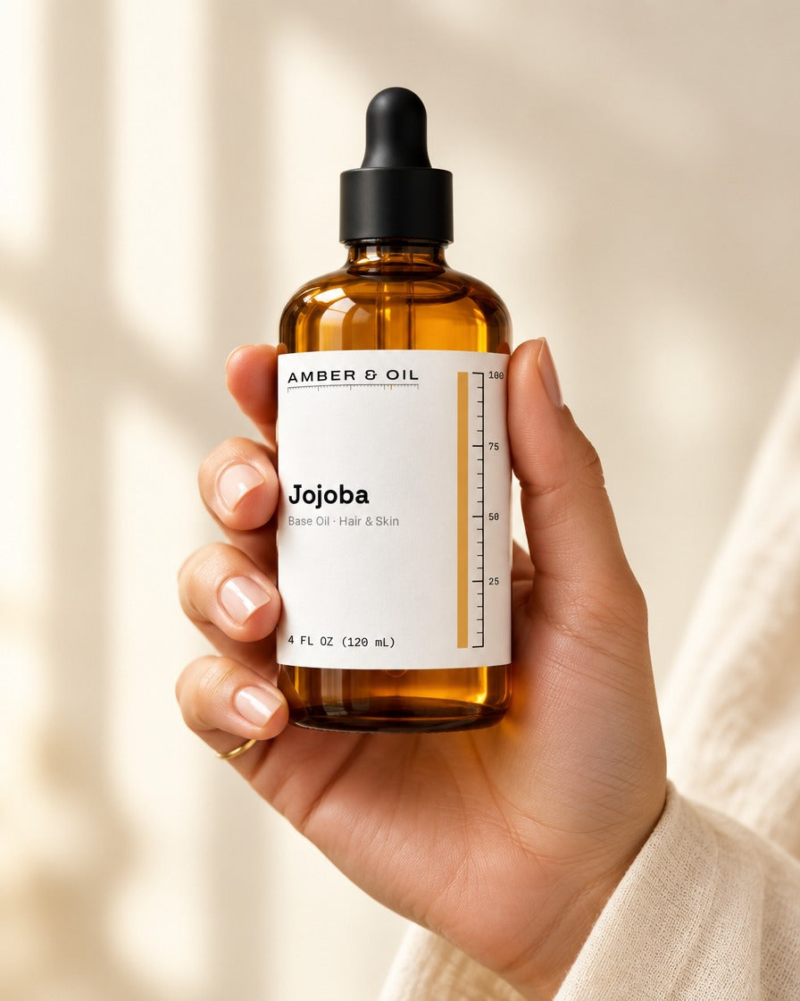 Amber & Oil Jojoba in hand