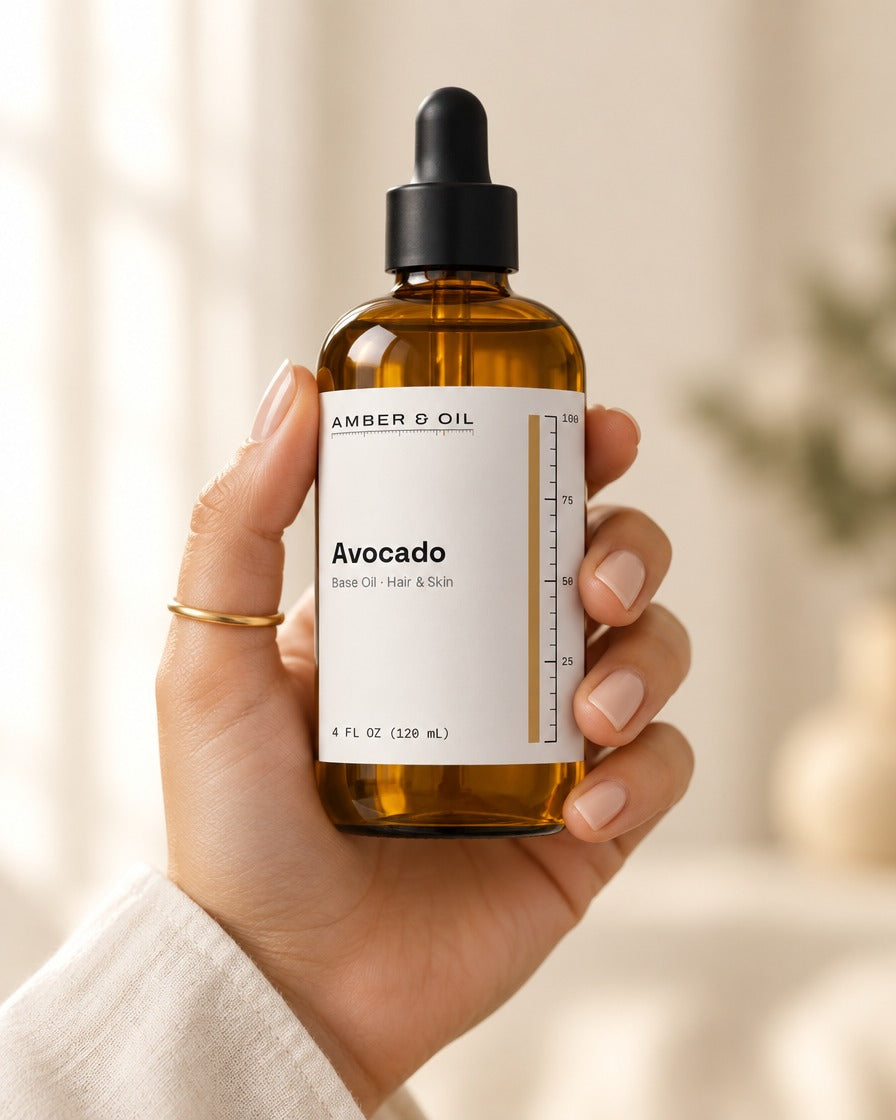 Amber & Oil Avocado in hand