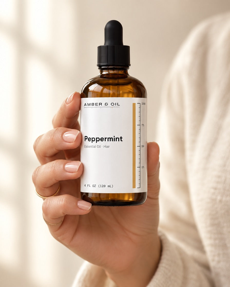 Amber & Oil Peppermint in hand