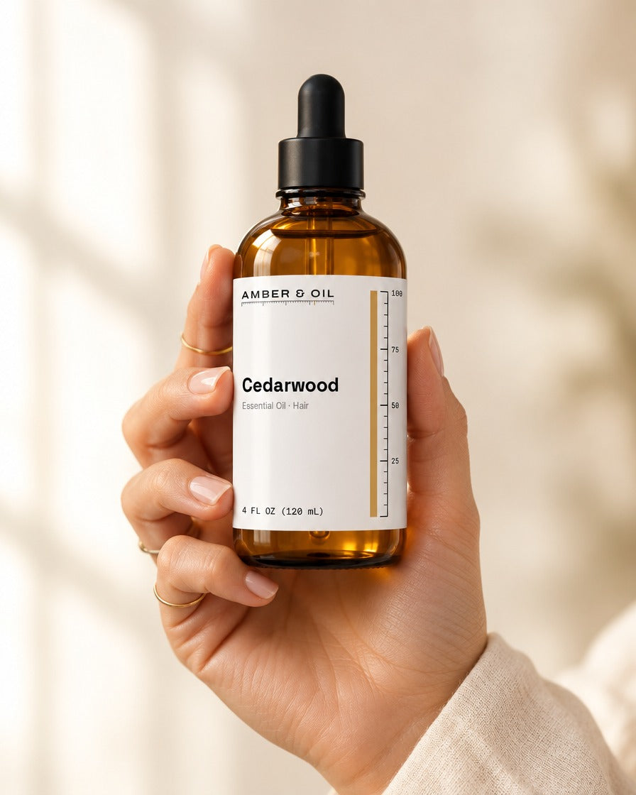 Amber & Oil Cedarwood in hand