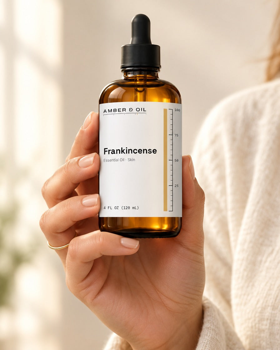 Amber & Oil Frankincense in hand