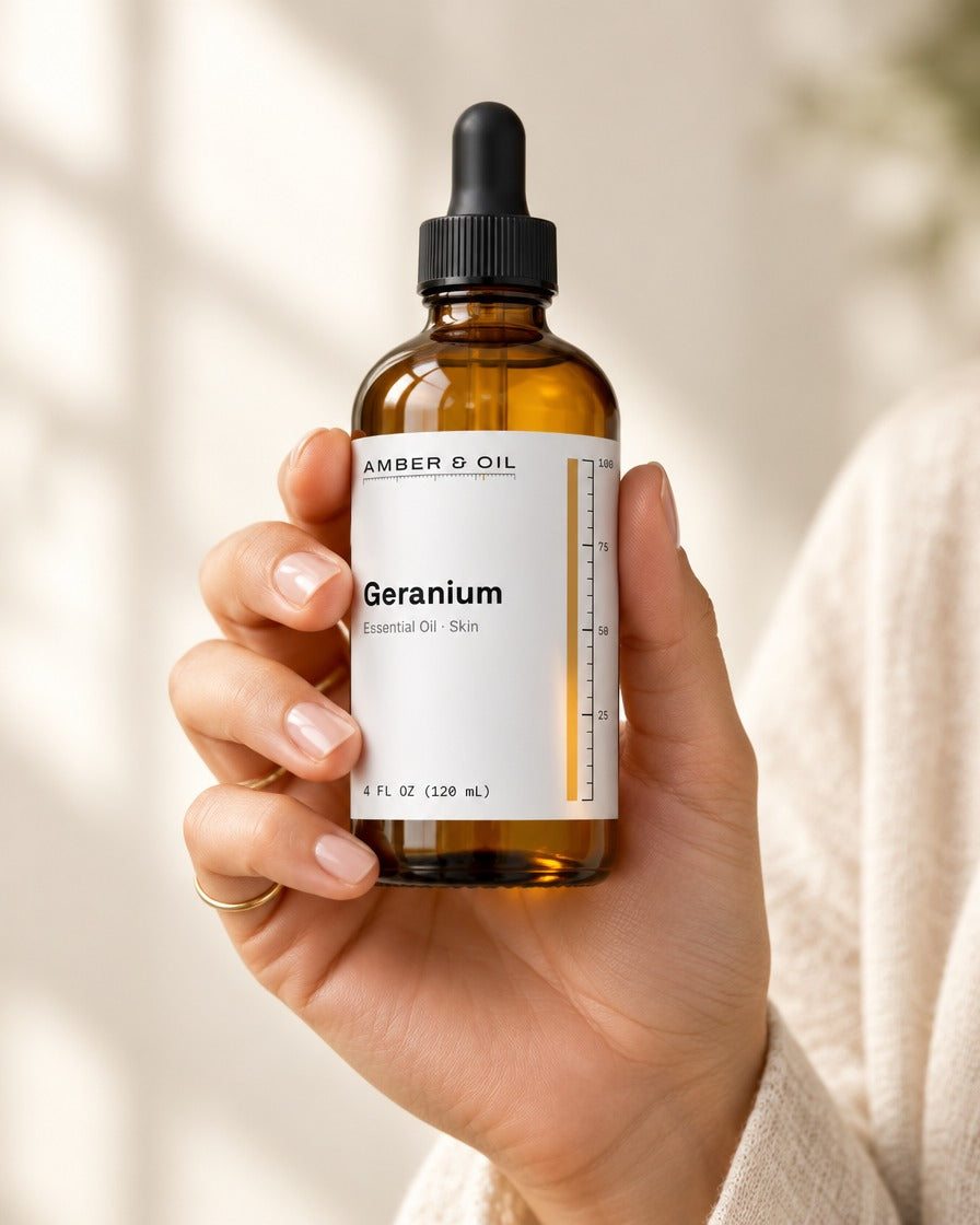 Amber & Oil Geranium in hand
