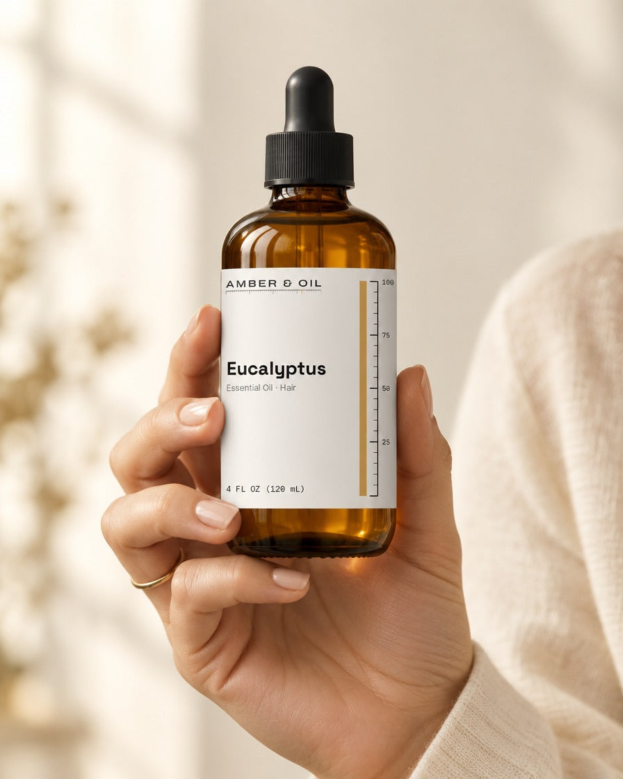 Amber & Oil Eucalyptus in hand