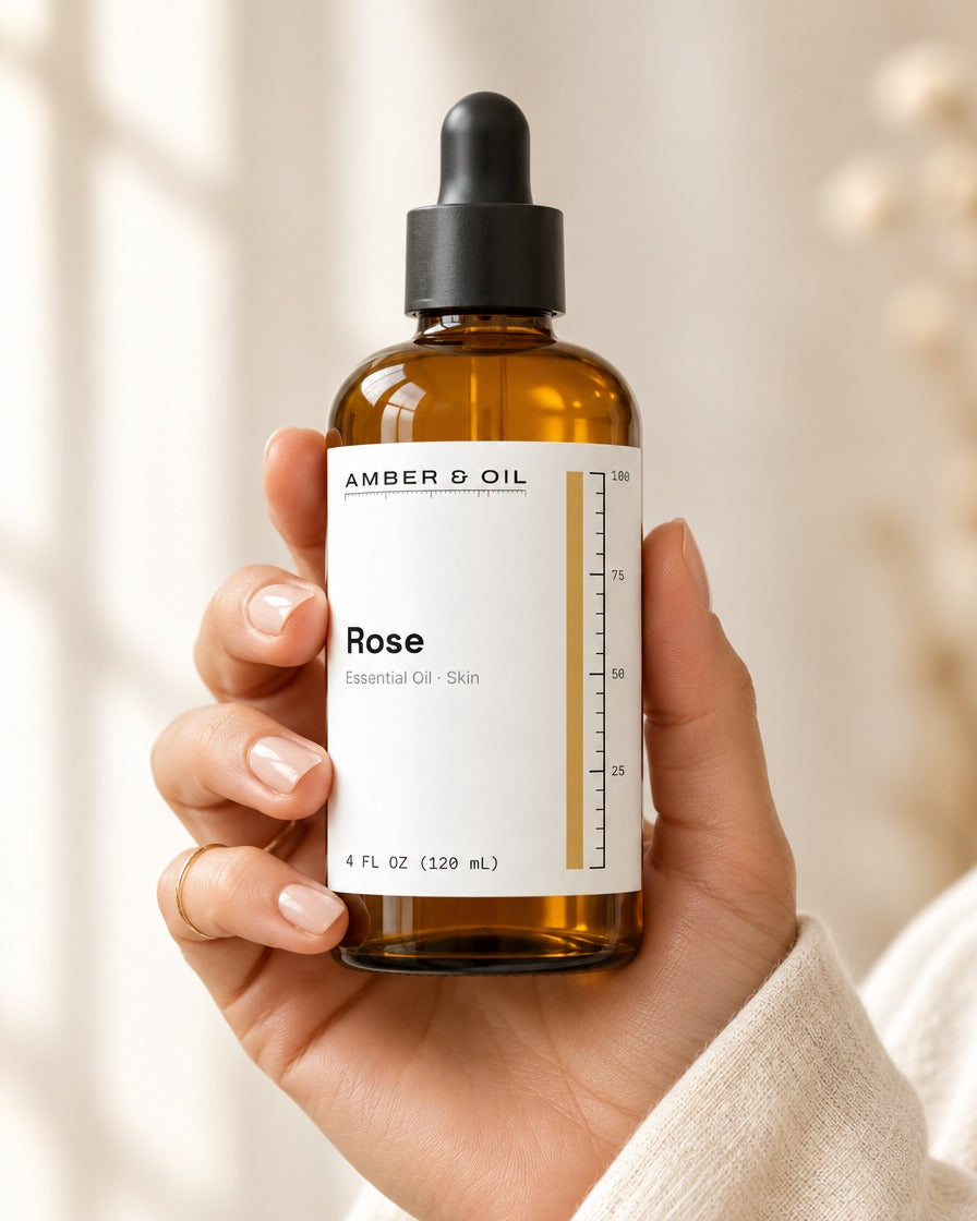 Amber & Oil Rose in hand