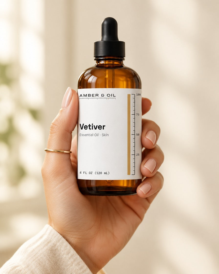 Amber & Oil Vetiver in hand